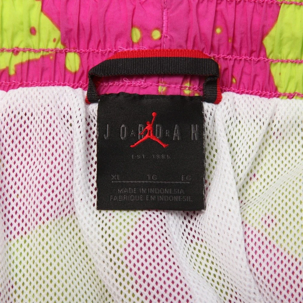 Jordan Jumpman Retro Poolside AOP Shorts Pink Yellow Geometric Drawstring Lined